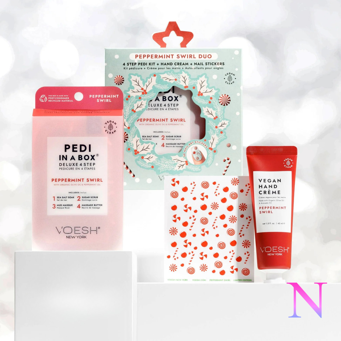 Peppermint Swirl Duo – Coffret de Noël pédicure et crème à mains