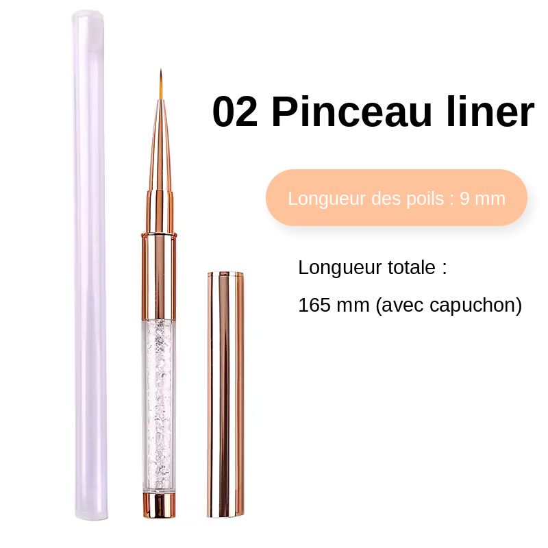 Pinceau liner 9 mm pour ongles, modèle 02
