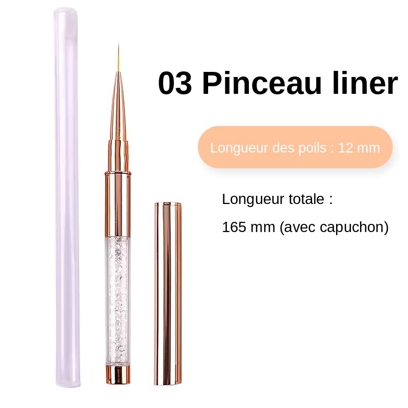 Pinceau liner long 12 mm pour ongles, modèle 03