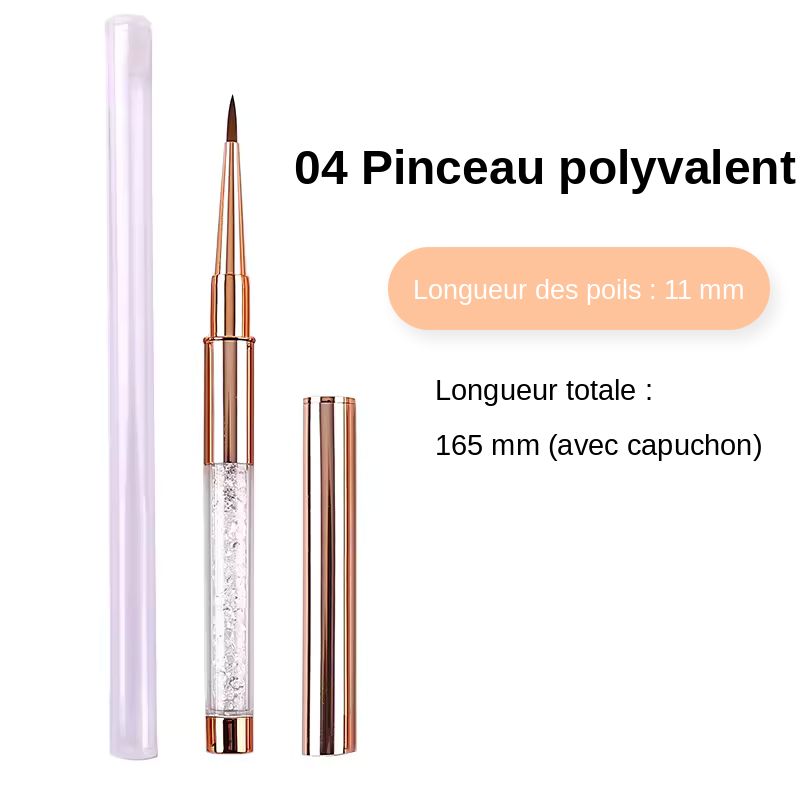 Pinceau polyvalent pointu 11 mm pour ongles, modèle 04