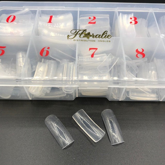 Demi-capsules carrées transparentes pour ongles – boîte de 500