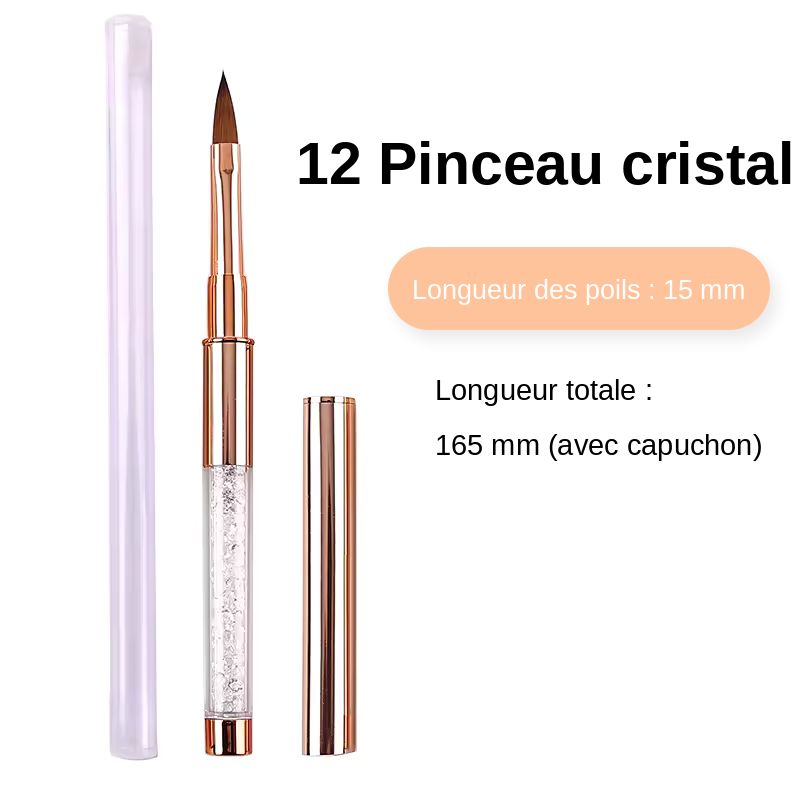 Pinceau cristal 15 mm pour sculpture d'ongles, modèle 12
