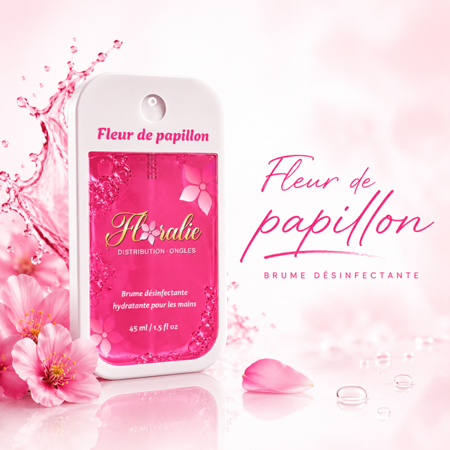 Brume désinfectante hydratante pour les mains – Fleur de papillon