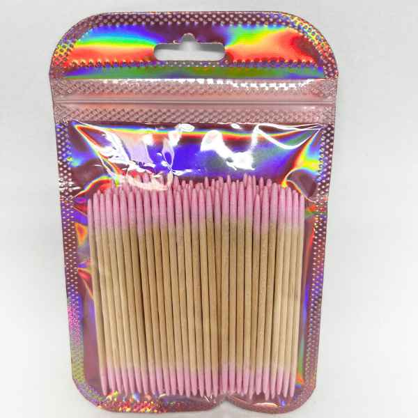 Bâtonnets nettoie-cuticules en bois — embout ouaté (100 pcs)
