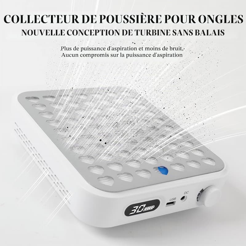 Collecteur de poussière pour ongles rechargeable – Turbine sans balais 4200 tr/min