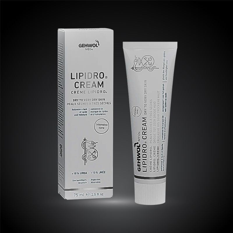 Crème Lipidro GEHWOL med pour pieds secs en tube de 75 ml