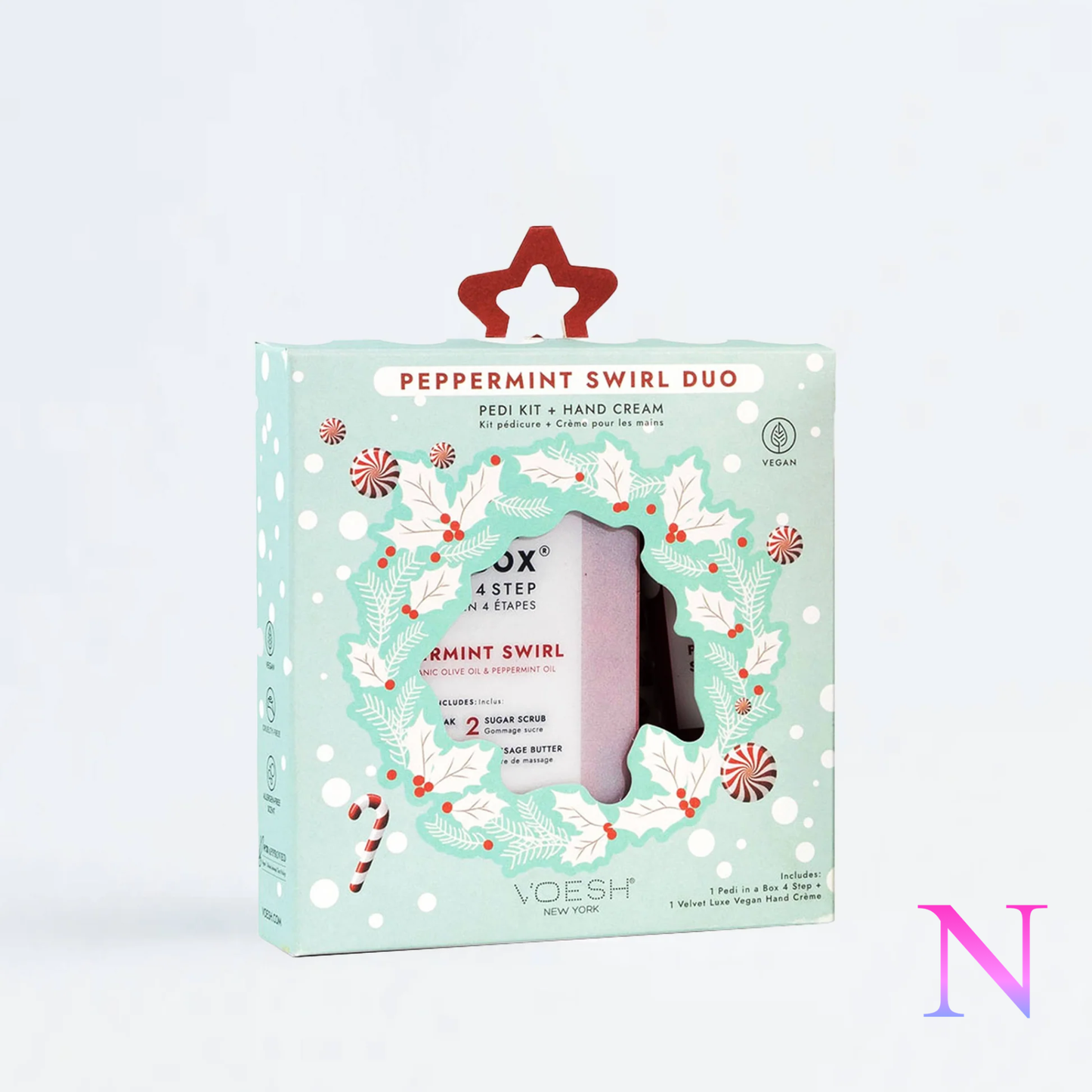 Peppermint Swirl Duo – Coffret de Noël pédicure et crème à mains