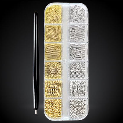 Perles caviar dorées et argentées pour design d'ongles