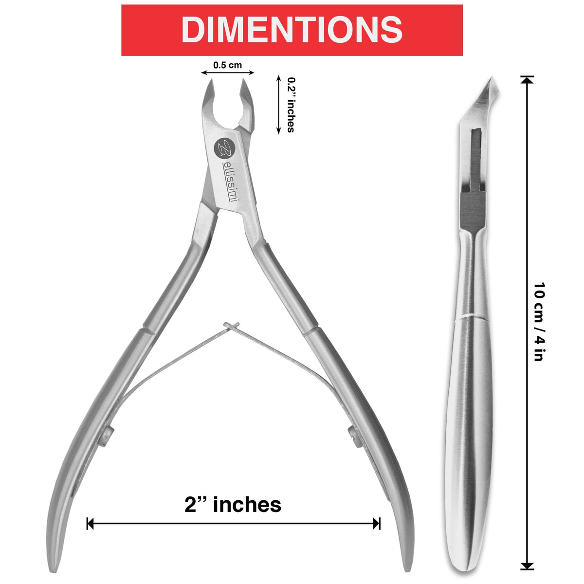 Pince à cuticules compacte Bellissimi, mâchoire en bec d'aigle de 5 mm
