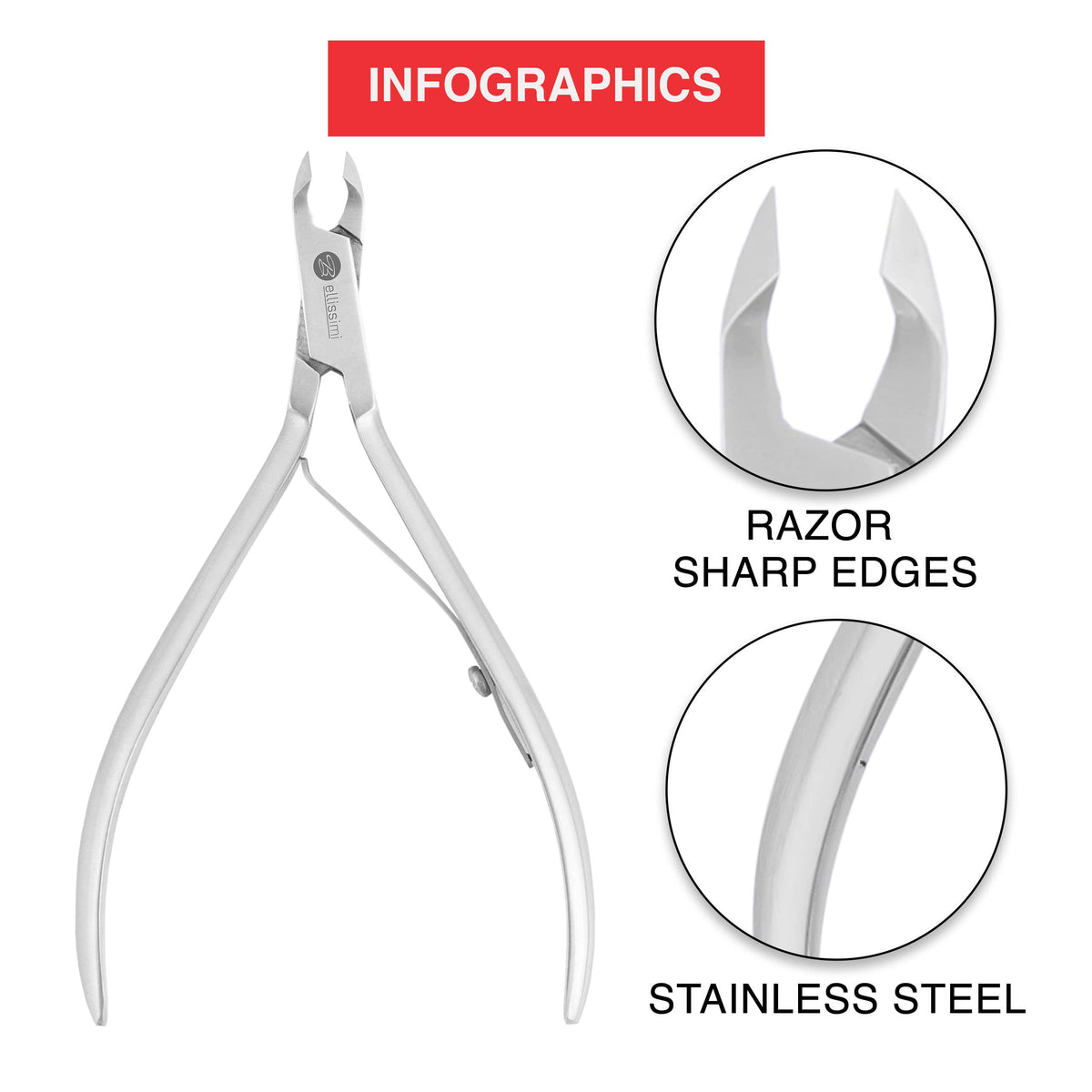 Pince à cuticules ergonomique Bellissimi pour la manucure et la pédicure