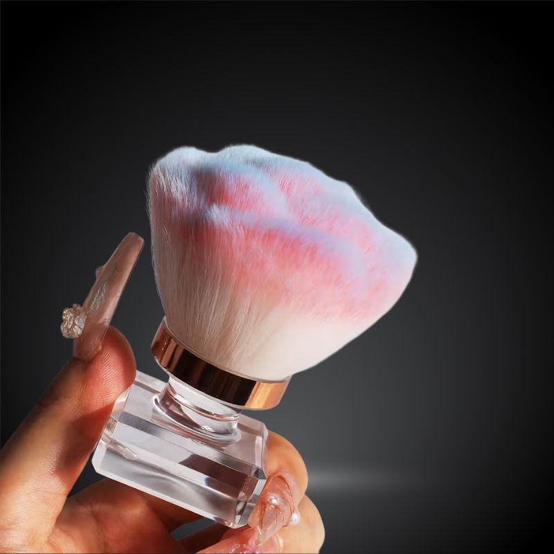 Pinceau à poussière de luxe pour ongles avec socle transparent