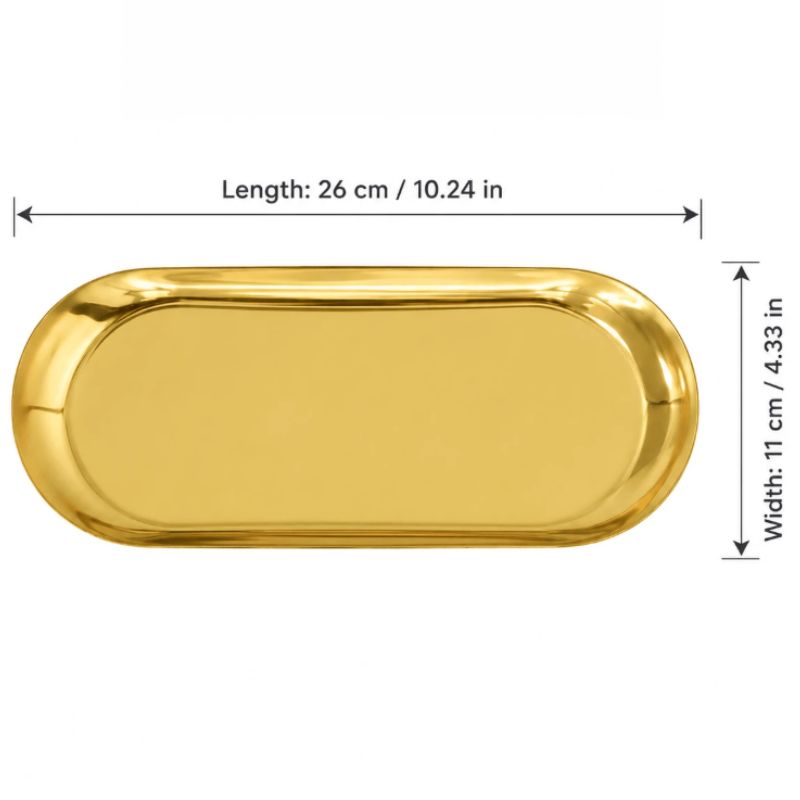 Dimensions du plateau ovale doré format XL, 30 x 12 cm