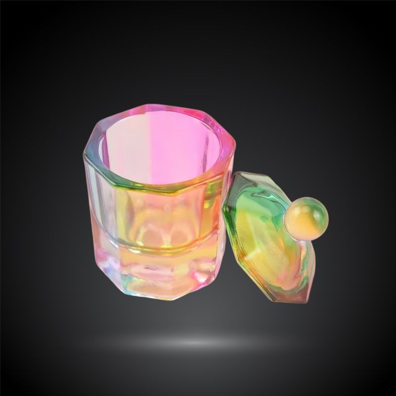 Pot à monomère en verre avec couvercle pour la pose d'ongles