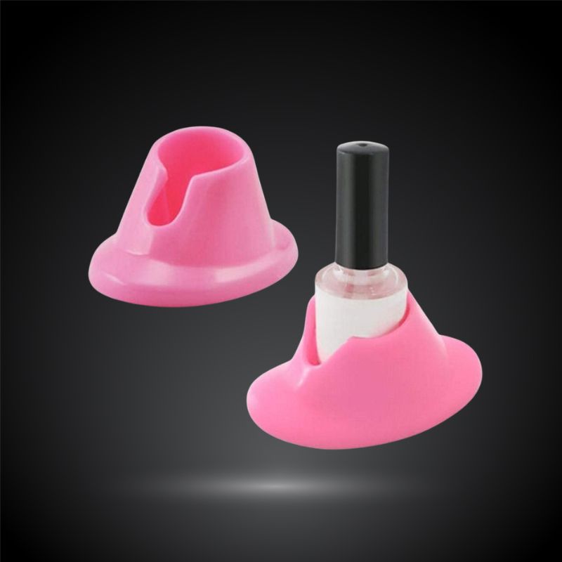 Support rose pour bouteille de vernis à ongles