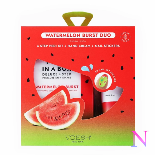 Watermelon Burst Duo – Coffret pédicure, crème à mains et autocollants